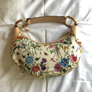 Gucci HOBO White Canvas Shoulder Bag